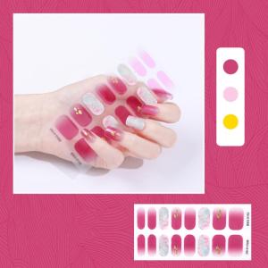 Semi Cured Gel Nail Polish Stickers Fashion Design Glitter Nail Polish Strips Adhesive Full Wraps Gel Nail Art Sticker