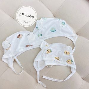 Mũ Sơ Sinh MINKY Bé 0-3 Tháng Thun Lạnh Dễ Thương Dây Buông Vải Mềm Mại