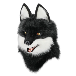 Realistic Wolf Head Mask Comfortable Animal Costume Headgear Hat for Halloween Dressingup and Cosplay Event Accessory