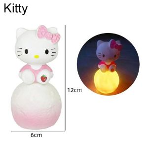 Kawaii 3D Sanrio Moon Night Light Cinnamoroll Kuromi Melody Figure Kartun Lampu LED Lucu Kecantikan Hiasan Kamar Tidur Lampu Samping Tempat Tidur