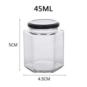Clear Glass Jar Container with Black Lid Kitchen Spice Storage 45-730ML