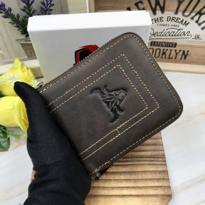 Rush Rider Leather Wallet Men Zip Short Wallet Man Genuine Cowhide Leather Dompet Lelaki Kulit Beg Duit Zip Kulit Lelaki