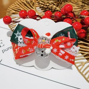 OnlyOne Cute Christmas Bow Hair Clip for Kids with Santa and Snowman Design Festive Holiday Hair Accessory