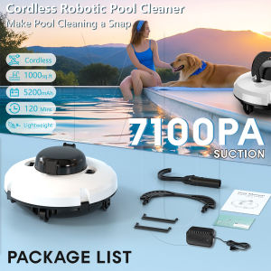 Cordless Robotic Pool Cleaner Pool Robot Vacuum Automatic Pool Cleaner IPX8 Waterproof Dual-Motor Strong Suction Self-Parking