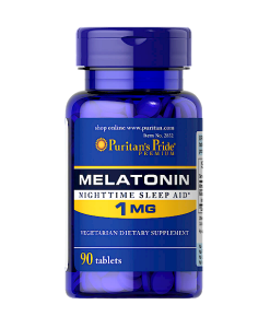 Puritans Pride Melatonin Nighttime Sleep Aid 1mg Vegetarian Dietary Supplement 90 Tablets Made in USA