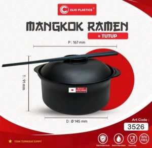 CLIO PLASTICS 3526 mangkok ramen plastik + tutup JAPAN SERIES 900 ml