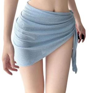 Sheer Beach Coverup Dress For Women Light Weight Bathing Suit Coverup with Adjustable Waistband For Beach Vacation