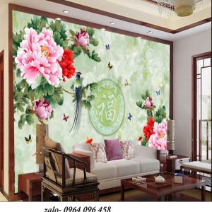 Tranh gạch 3d hoa mẫu đơn phong thủy - CCB643