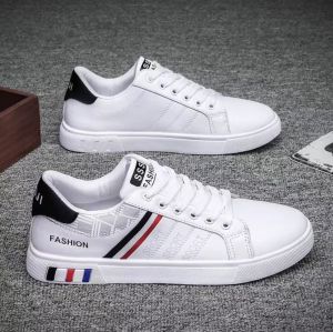 Three-color striped casual sneakers letter printing versatile lace-up trendy board color matching trendy board shoes