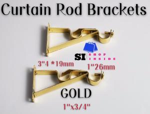 Heavy Duty Curtain Rod Brackets Adjustable Double Rod Holders 3/4 Inch Rod (Silver/Gold)-D3