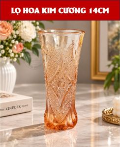 Lọ hoa kim cương mini màu trà 14CM