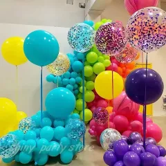5pcs 12inch Uv Neon Glow Latex Balloons Happy Birthday Fluorescent Luminous  Helium Balloons Black Light Glow Party Supplies