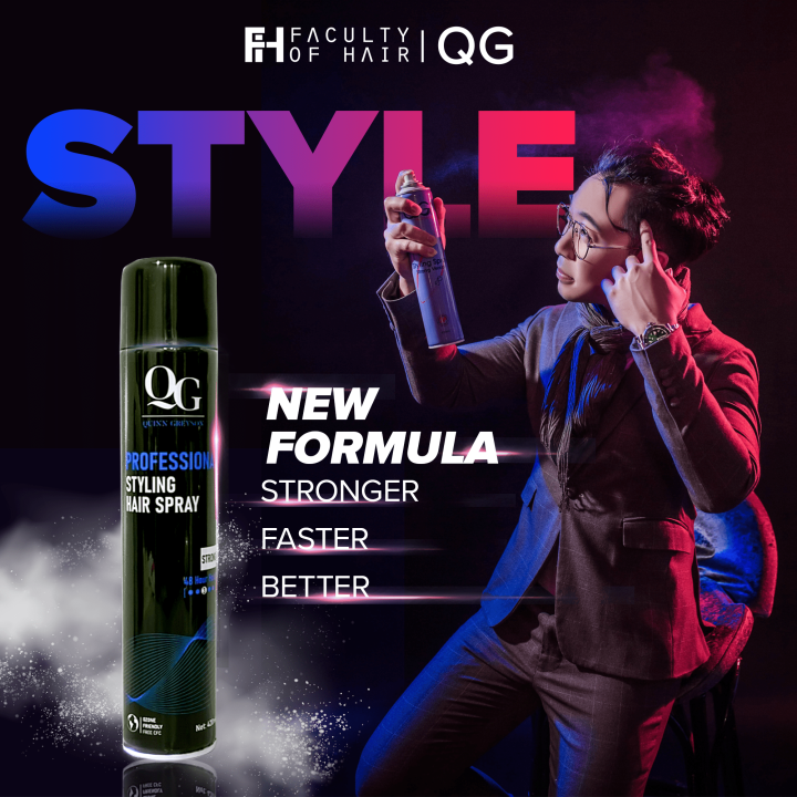 QG Hair Spray Professional Strong Hold Styling Spray Quin Greyson UK Formulated Premium Than Aromatic Best Seller Hair Spray