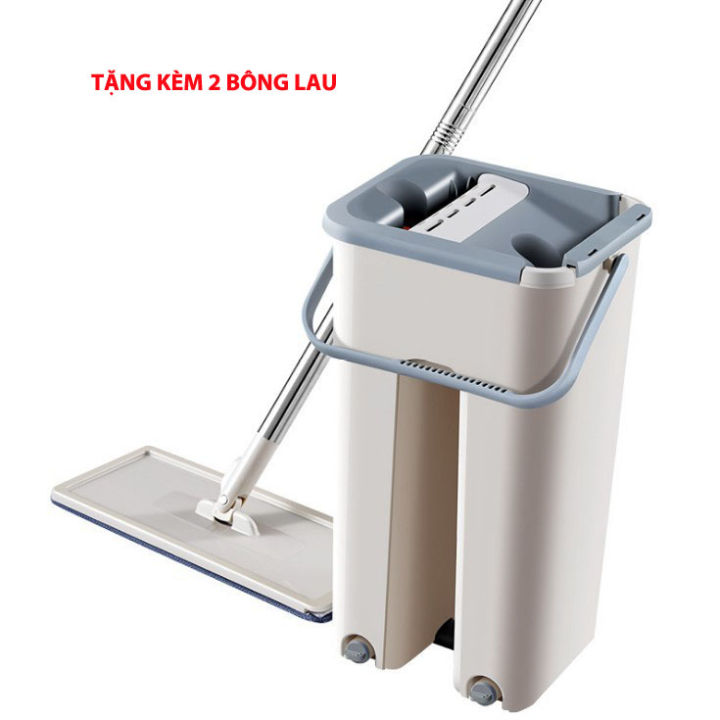 Bộ cây lau nhà chổi lau nhà thông minh tự vắt 360 độ 2 trong 1 kèm thùng vắt 2 ngăn loại to