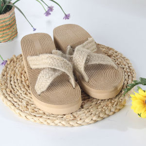 Free Shipping New Summer Thick-Soled EVA Versatile Slippers WomenS Outdoor Woven Wedge Beach Sandals Lightweight WomenS Shoes