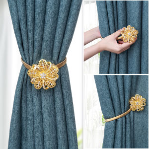 2Pcs Curtain Tieback Flower Shaped Magnetic Balls Elastic Straps Curtain Holder Buckle Tieback Tie Backs Clip DIY Room Accessories