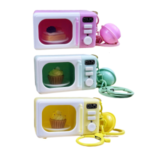 Rotating Control Miniature Oven Keychain Accessory With Sound Lighting Features ABS Crafted Role Playing Learning Tool