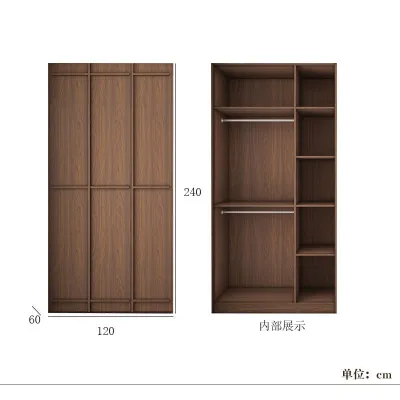 AUREO Wardrobe Solid Wood R Bedroom Home Medieval Style Wardrobe Skeleton Line Rattan Storage Locker Multilayer Board Customization（ZR）