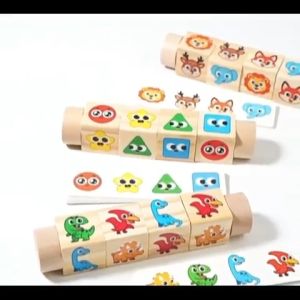 Animal Wooden Rotating Puzzles Educational Montessori Learning Blocks for Early Development and Fine Motor Skills Educational Wooden Puzzle Toy for Children Creative Animal Matching Game Puzzle Block Toy for Toddler Cognition Growth