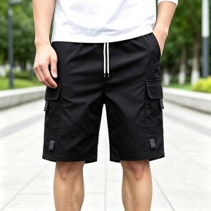 MenS Ripstop Cargo Shorts Loose Fit Elastic Drawstring Waist Knee Length Casual Shorts For Daily Travel Outdoor Hiking Work