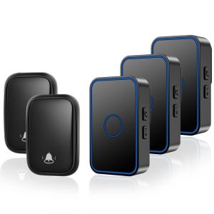 CACAZI Self Powered Wireless Doorbell Waterproof No Battery Required 60 Chimes 0-110dB Smart Home Door Ring Bell US EU UK Plug