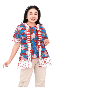 Blouse Big Size Wanita Atasan Batik Jumbo S-M-L-XL-2L-3L-4L-5L-6L-7L Model Blus Jumbo Kerja Batik / Pakaian Kerja Kantor Seragam / Pakaian Big LD 140 Blus Kekinian