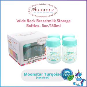 Autumnz Wide Neck Breastmilk Storage Bottles 5oz Or 7oz (4 bottles) / Susu Botol | HUSHABUY