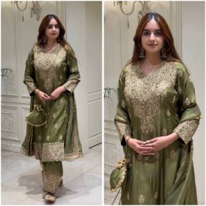[PRE ORDER : 10 DAYS] Roman Silk Fully Stitched Anarkali Suit Set with Heavy Embroidery Sequence Work & Dupatta (M-XXL) _906