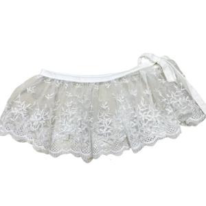 Embroidery Lace Waistband Mini Apron Skirt Sheer Mesh Decorative Shirt Extender for Women’s Overlay Clothing Accessories