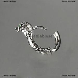 [COD] SweetBabiese Fashion Punk Gothic Copper Zircon Green Eye Snake Earrings For Men Women Hip Hop Personality Cool Cobras Hoop Earrings Jewelry