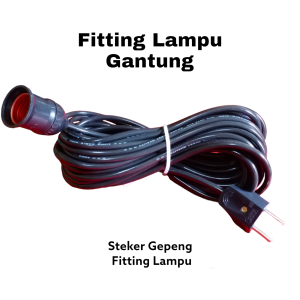 Fitting Lampu Gantung + Kabel Hitam 10 Meter + Steker