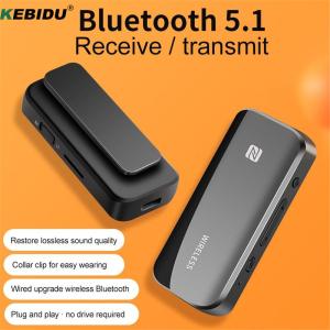 KEBIDU ชุดเครื่องส่งสัญญาณเครื่องรับสัญญาณเสียงบลูทูธแบบ2 In 1 BT5.1ชุดหูฟังสำหรับชาร์จ NFC Type C ชุดรถยนต์ไร้สาย TF 3.5มม. 2.5มม. Aux