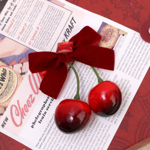Ice Cream Strawberry Cherry Bow Hairpin Personality Fun Simulation Cherry Hair Ornaments Sweet Kawaii Lolita Sweet Hair Clip Hair Accessories