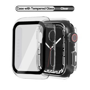 For Apple Watch Case iWatch 6 7 5 4 2 1 3 SE Internal Tempered Glass Case for 38mm 40mm 42mm 44mm 45mm 41mm Screen Protector Shock Resistant Tempered Glass Protective Glass