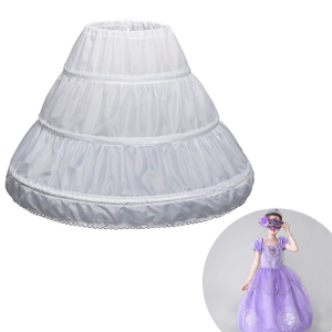 Trắng trẻ em petticoat A-line 3 Hoops một lớp trẻ em crinoline viền ren Flowe