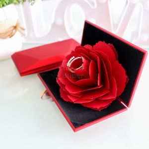Rose Ring Box Pop-up 3D – Romantic Christmas Gift for Engagement Proposal & Holiday Surprise