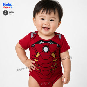Iron Superhero Baby Onesie 0-12 Months Cotton Bodysuit Hero Costume Monthly Milestone Outfit Baby Boy