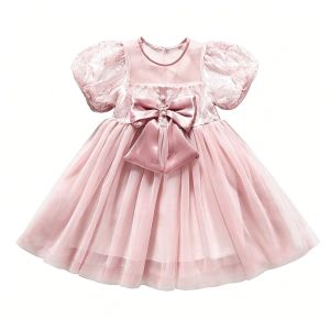 Girls Formal Princess Party Dress for 2-9 with Sequin Puff Sleeve Mesh Dresses
