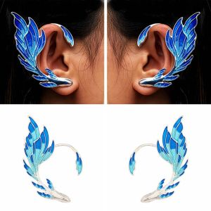 SHIHENG Personality Punk Fashion Design Ear Hook Pierced Earrings Lady Clip Earrings Elf Ear Cuffs Women Earrings Korean Ear Bone Clip Elves Ear Cuff
