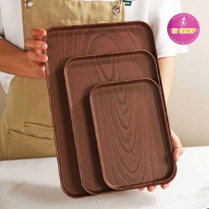 Bộ 5 Khay nhựa lúa mạch chữ nhật ST GROUP màu pastel phong cách vintage Mâm cơm gia đình Đĩa nhựa gia dụng decor nhà đẹp dễ lau chùi bền nhẹ chịu nhiệt độ cao