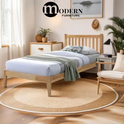 🔥FREE SHIPPING - SOLID WOOD Muji Single / Queen / King Bed Frame / Katil / 床架 - JS1038 (Colour: Natural Oak) - READY STOCK