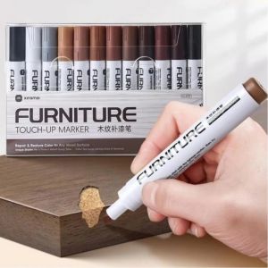 JURHOMIE 12pcs/set Waterproof Wood Furniture Repair Pen Smooth Scratches Chips Repair Marker Pen Color Touch-Up Wood Grain Touch-Up Pen