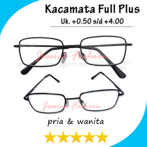 Kacamata Untuk Rabun Dekat (PLUS) +0.50 Sampai +4.00 Bingkai Kotak Besi Ada Nosepad Gagang Tipis Ringan Kokoh - PRIA WANITA - GUDANG LENSA PLUS MURAH