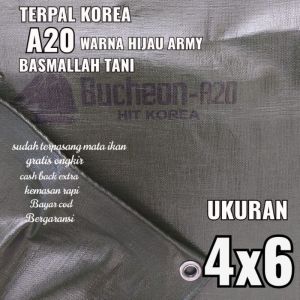 Terpal KOREA A20 Warna Hijau Army ukuran 4x6 meter