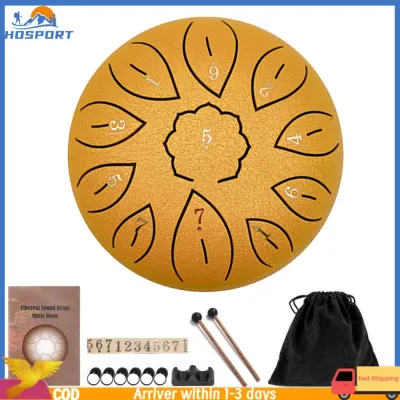 【Hospor】6 inch 11 Tune Percussion Musical Instrument Steel Tongue Drum for Beginner