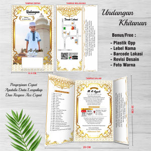 |100 Pcs | Undangan  Khitanan Lipat 3 |  Undangan Terkini | Elegan & Murah |