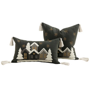 30x50cm 45x45cm Embroidered House Throw Pillow Case Cover Decorative Sofa Linen Gift Cushion Covers for Home Xmas Party Decor