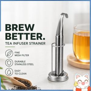 304 Stainless Steel Tea Infuser Reusable Fine Mesh Filter Hanging Hook Loose Leaf Tea Brewer Easy Clean Tea Strainer