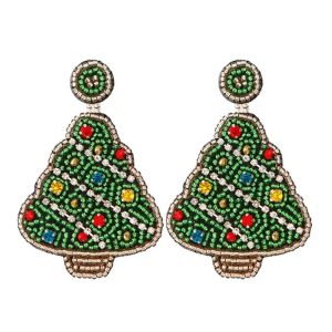 JPTD Santa Claus Merry Christmas Earrings Christmas tree Xmas Boots Ear Stud Cute Jewelry Handmade Beaded Ear Drop Woman