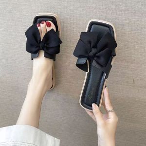 WomenS Summer Flat Bowknot Fashionable Outdoor Slippers Ins Versatile Lazy Beach Slippers